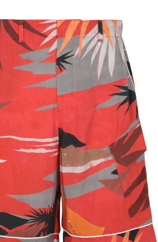 Shop Palm Angels Tropical Print Shorts In Red Multi