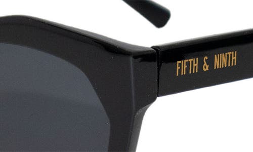 Fifth & Ninth Clara 50mm Polarized Small Geometric Sunglasses In Black/black