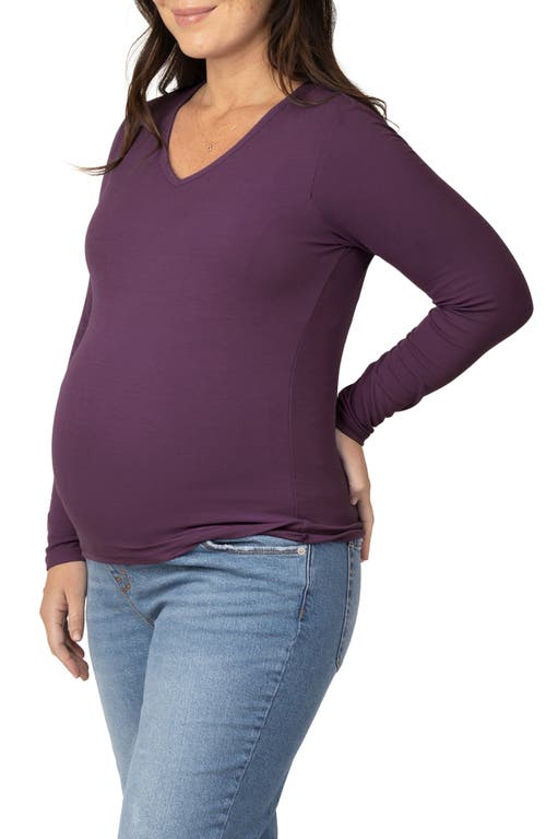 Shop Kindred Bravely Rib V-neck Maternity/nursing Top In Mulberry