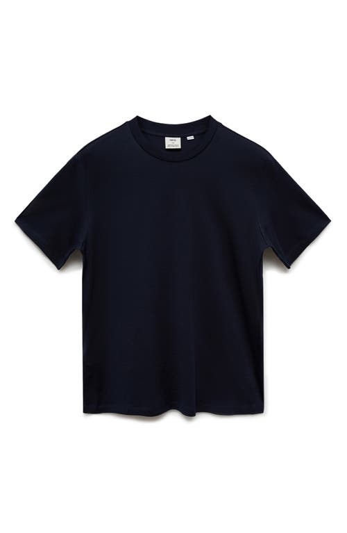 Shop Mango Slim Fit Cotton T-shirt In Navy