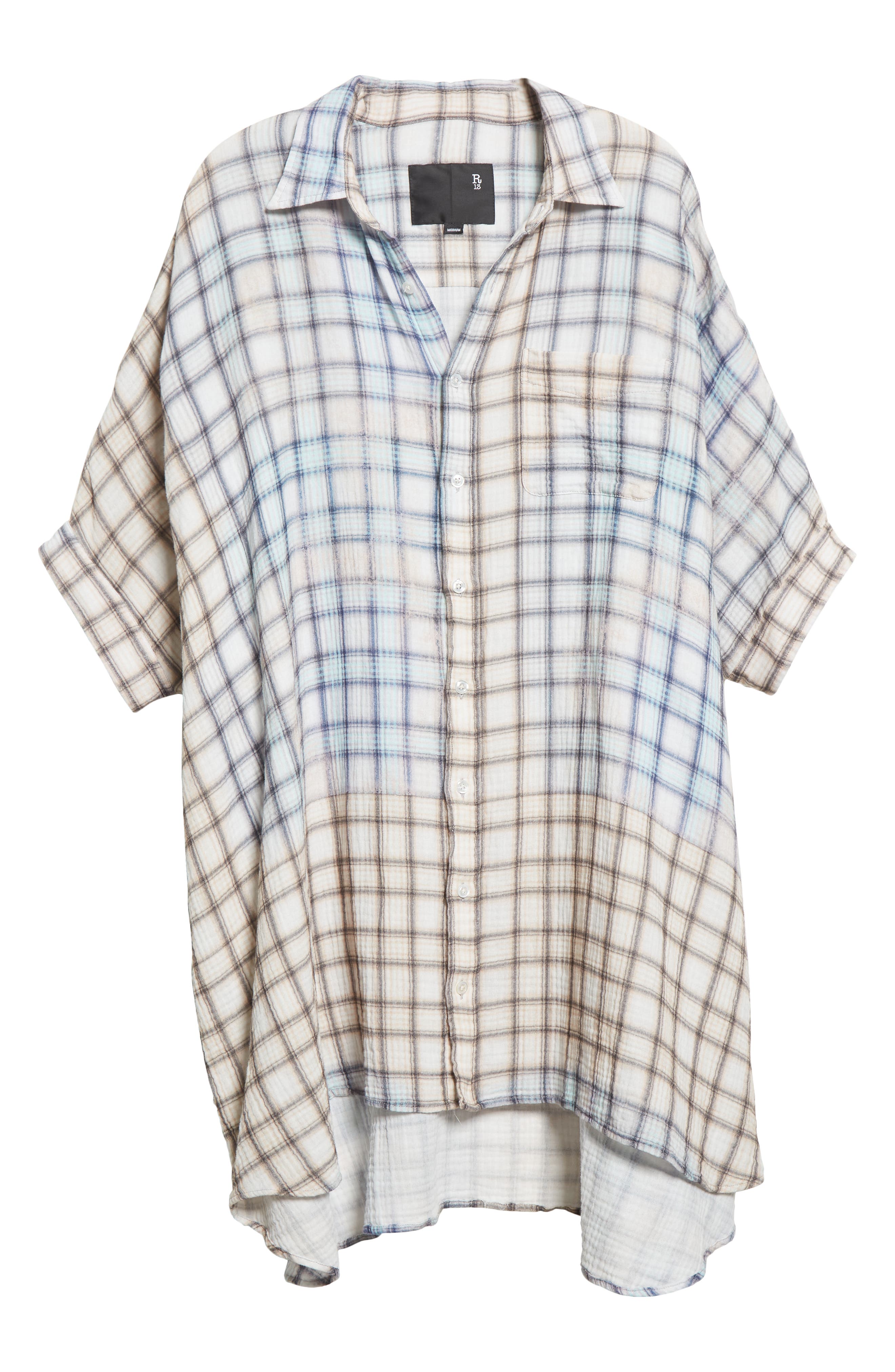 r13 shredded relaxed midi dress R13 Shredded Relaxed Midi Dress in Blue Plaid