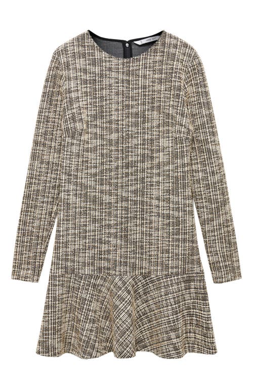 MANGO Long Sleeve Tweed Minidress Beige at Nordstrom,