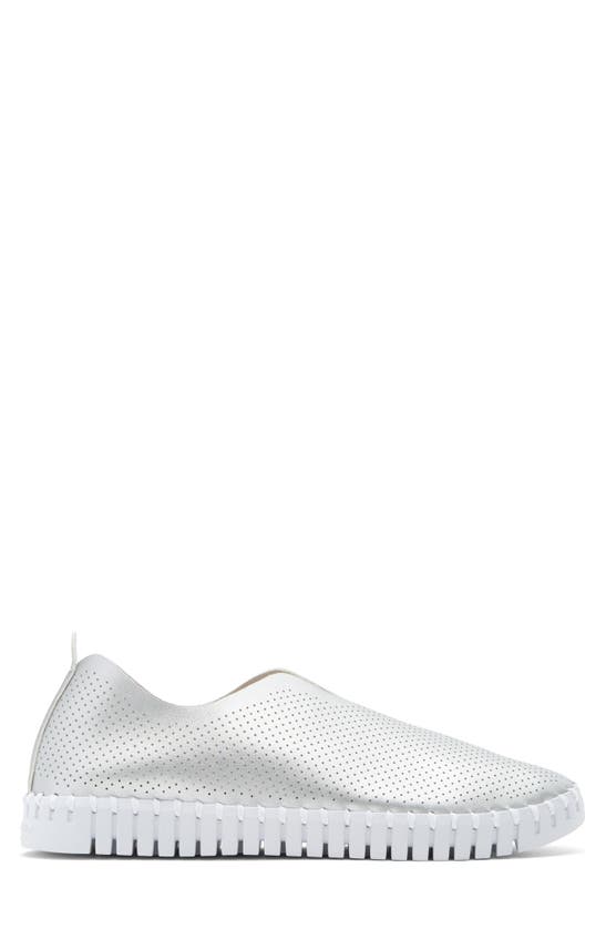 Shop Ilse Jacobsen Tulip Perforated Slip-on Sneaker In Silver