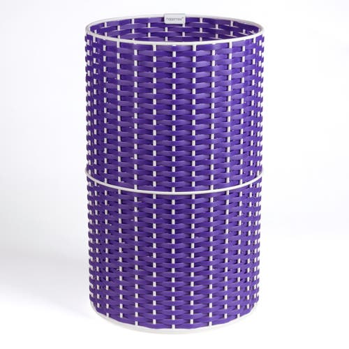 Happimess Cecil Modern 4.13-gallon Faux Wicker Cylinder Waste Basket, Pear Green/black In Purple/white