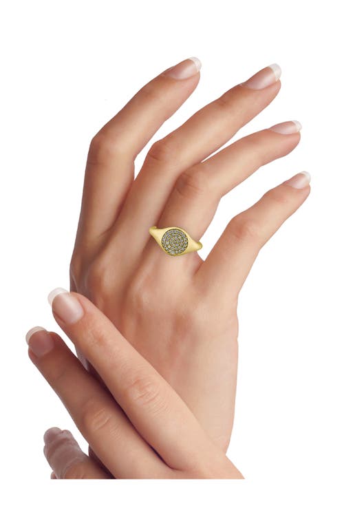 Shop Cz By Kenneth Jay Lane Cz Signet Ring In Clear/gold