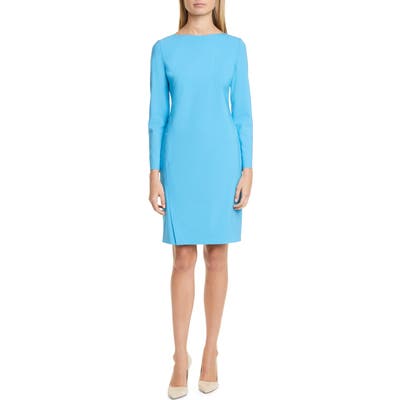 Boss Diwoma Long Sleeve Stretch Wool Dress, Blue