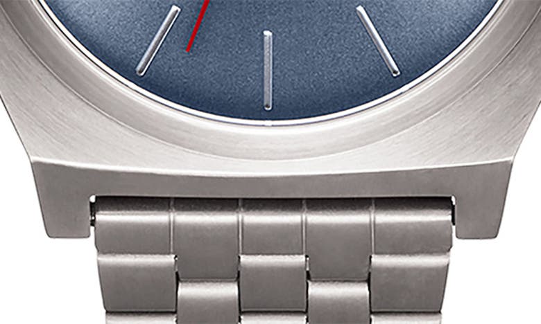 Shop Nixon The Time Teller Bracelet Watch, 37mm In Light Gunmetal / Dusty Blue