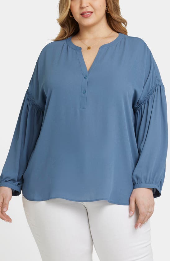 Shop Nydj Paulina Peasant Top In Blue Stone