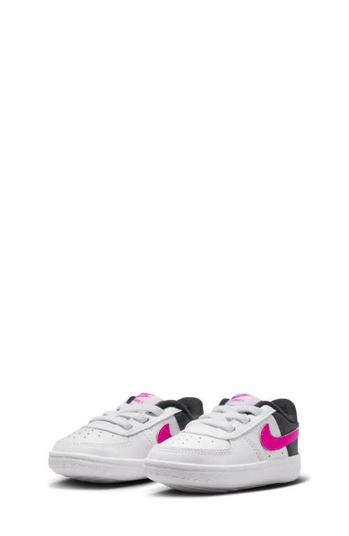 Nike Kids' Air Force 1 Crib Shoe In White/pink/dark Obsidian