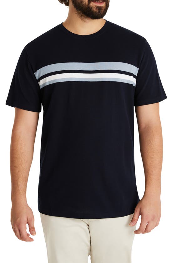 Johnny Bigg Stefan Smart Stripe Piqué T-shirt In Navy