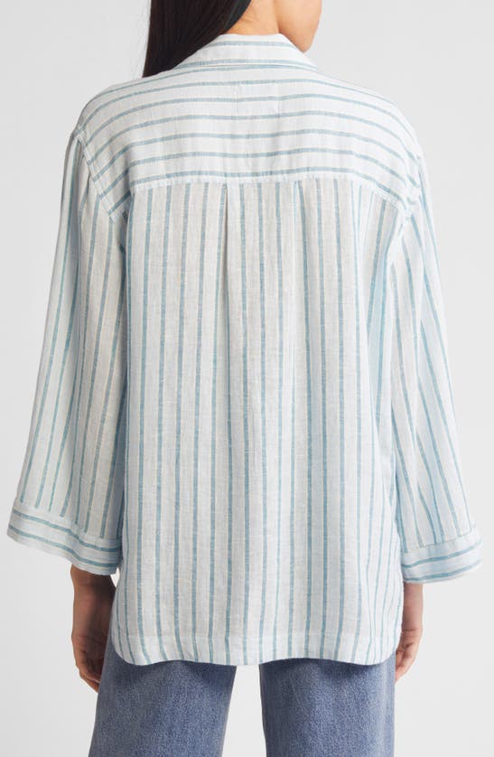 Shop Rails Banks Stripe Linen Blend Popover Shirt In Cambria Stripe