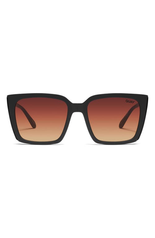 Quay Australia Front Cover 47mm Gradient Square Sunglasses in Matte Black/Brown Yellow at Nordstrom