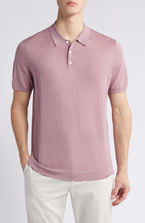 Wool & Silk Blend Polo Sweater in Pink Nostalgia