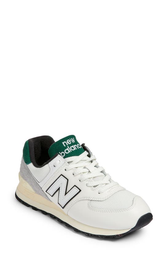 New Balance 574 Classic Sneaker In White/ White/ Green