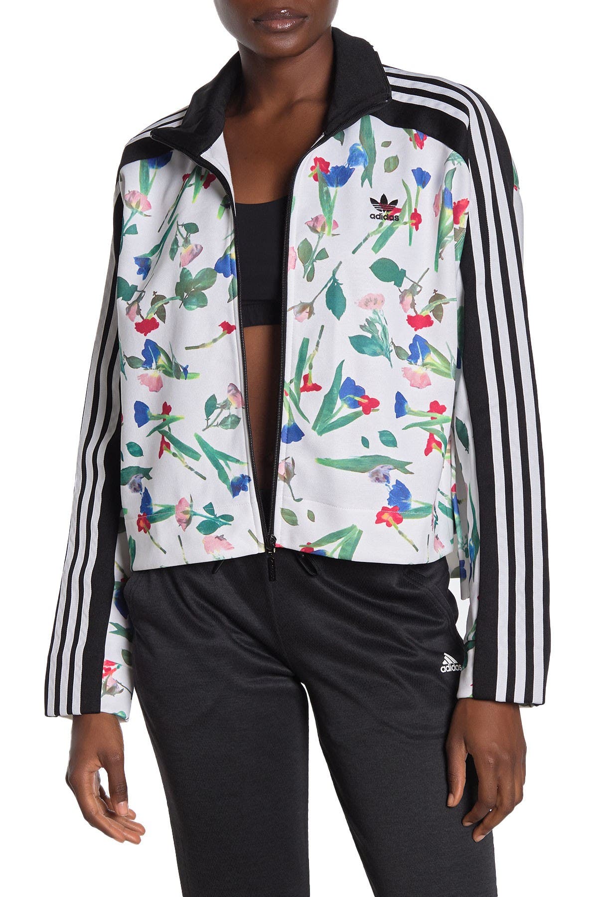 adidas floral print track jacket