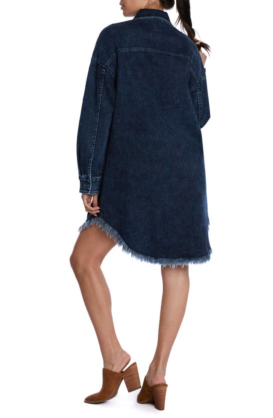 Wash Lab Denim Denim Mini Shirtdress In Dusk Blue