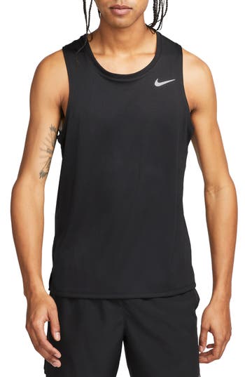 Shop Nike Dri-fit Running Tank In Black/reflective Silver