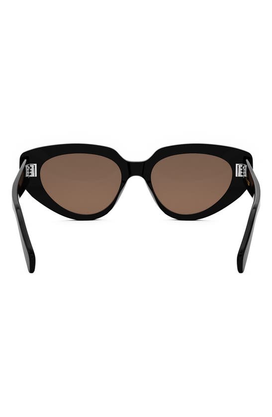 Shop Celine Bold 3 Dots 53mm Cat Eye Sunglasses In Shiny Black / Brown