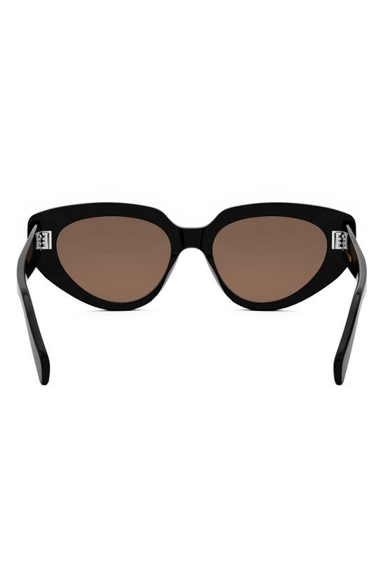 Celine Bold 3 Dots 53mm Cat Eye Sunglasses In Shiny Black / Brown