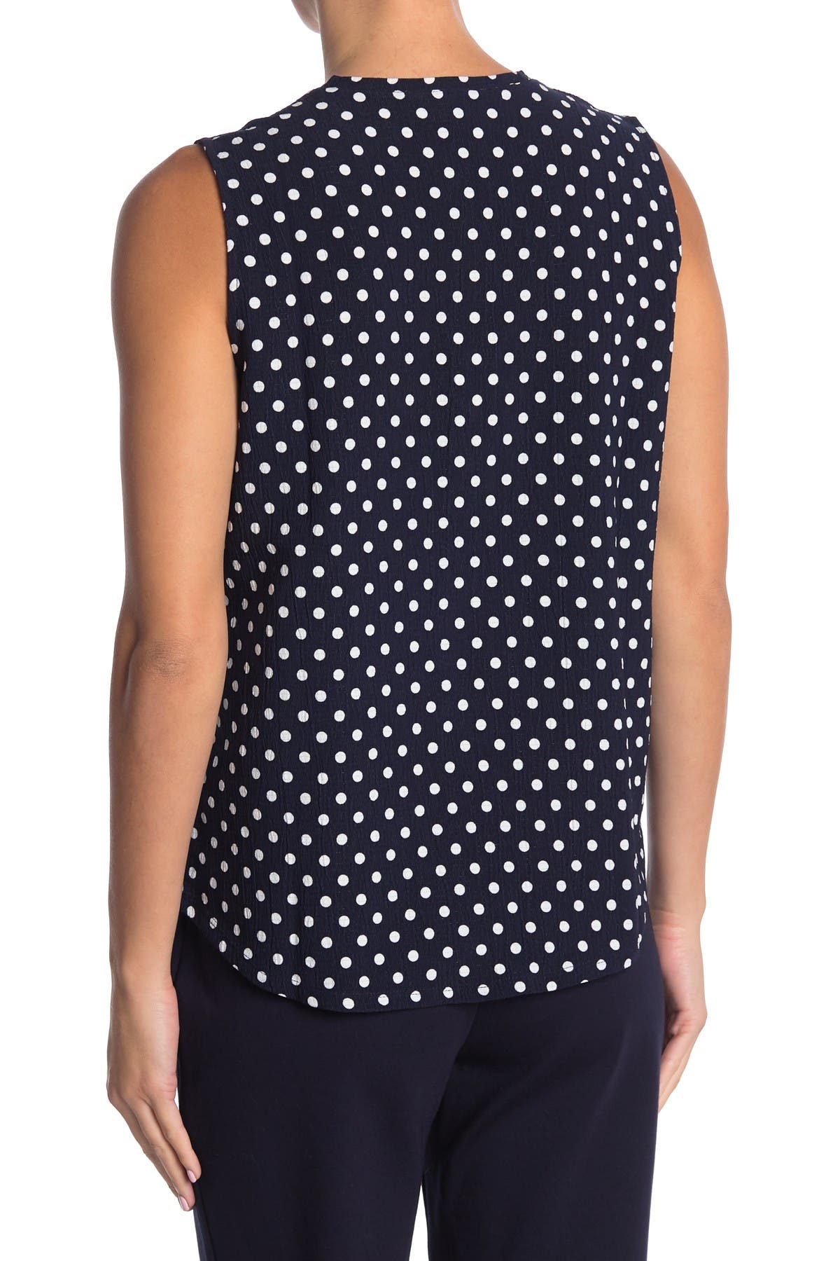 Adrianna Papell Sleeveless Textured Knit Dot Print Top In Open Miscellaneous23