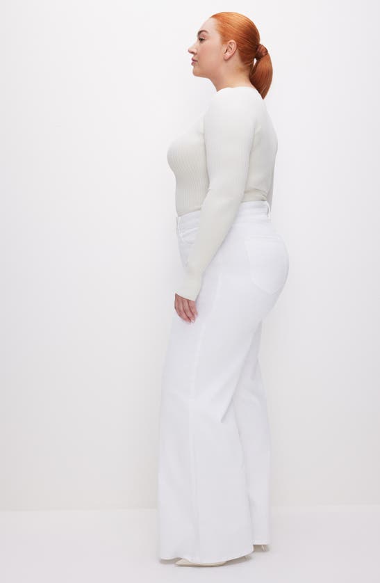 Shop Good American Good Waist High Waist Palazzo Jeans In White001