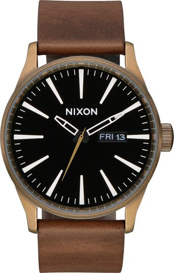 Nixon sentry leather clearance watch