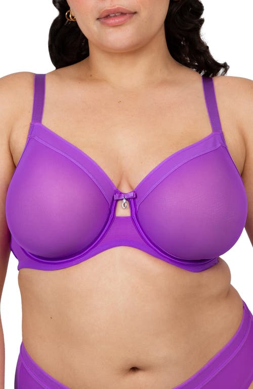 Shop Curvy Couture Full Figure Mesh Underwire Bra In Purple Passion