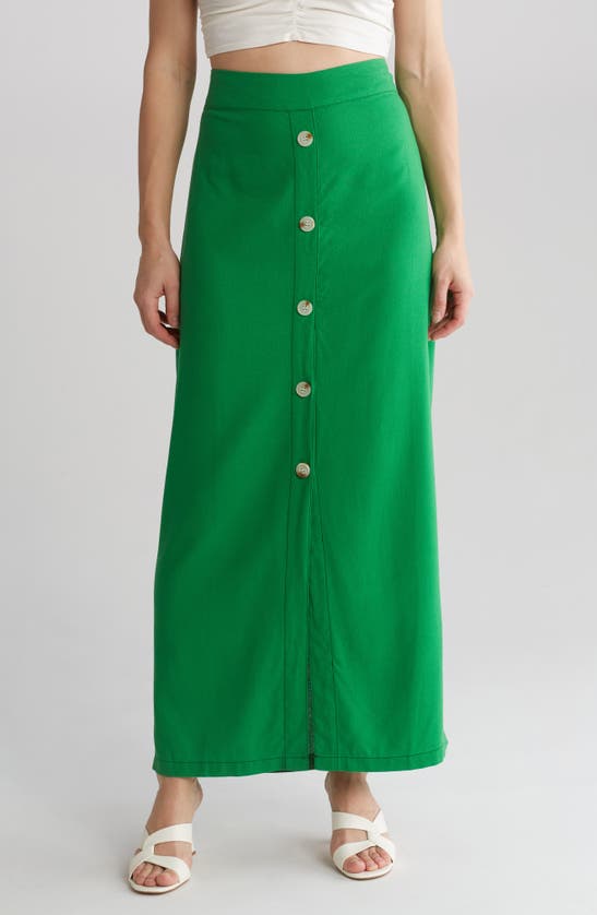 Shop By Design Abby Button Front Maxi Skirt In Fern Green