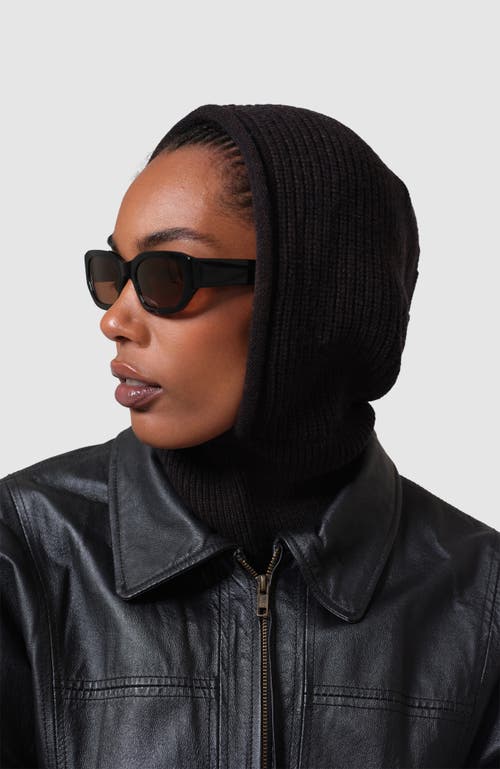 Hyer Goods Upcycled Merino Wool Ribbed Balaclava In Chocolate Brown