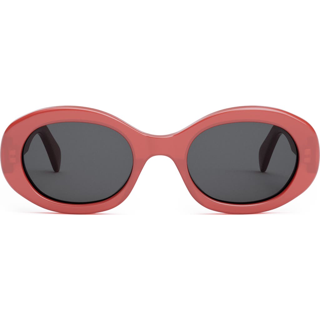 Celine Triomphe 52mm Oval Sunglasses In Shiny Red/smoke