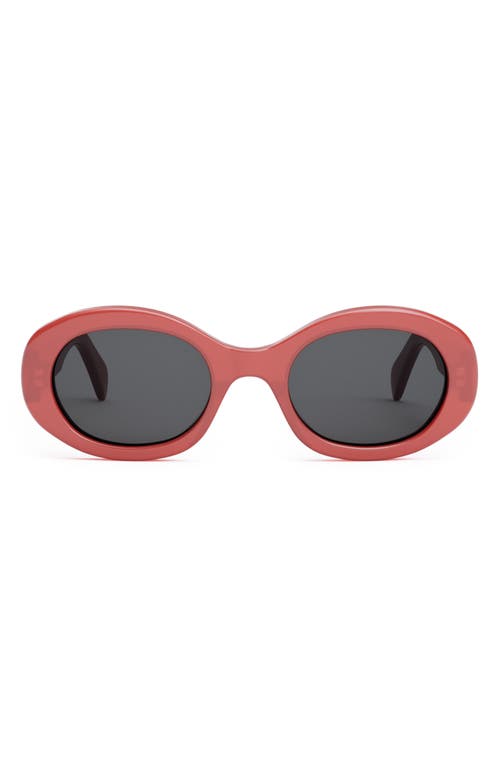 Shop Celine Triomphe 52mm Oval Sunglasses In Shiny Red/smoke