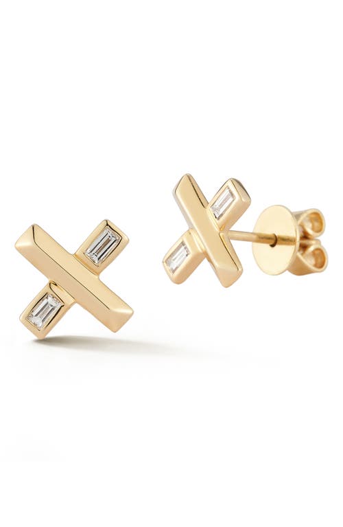 Reese Brooklyn Diamond X-Stud Earrings in Yellow Gold/Diamond