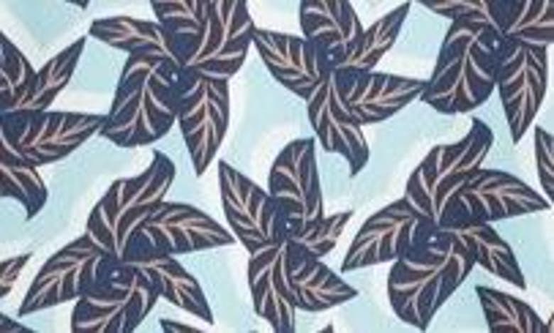 Johnston & Murphy Leaf Print Cotton And Modal Camp Shirt In Blue