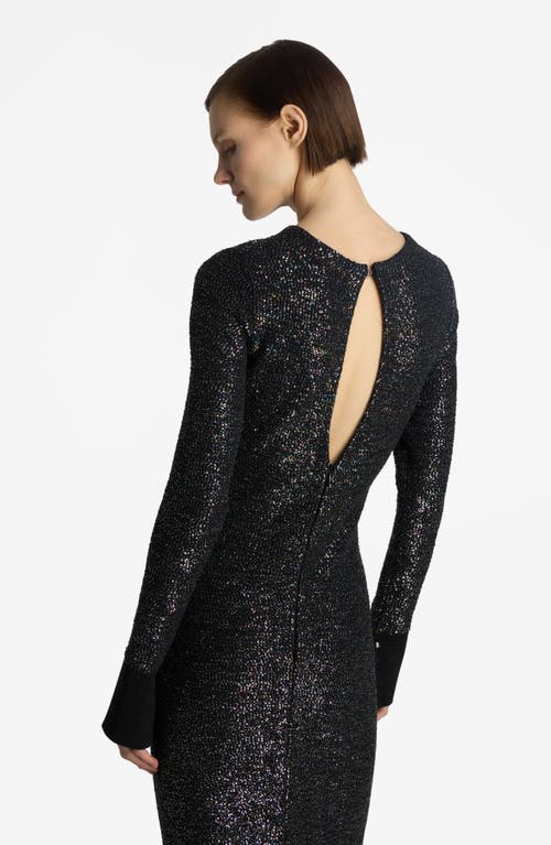 Shop St John St. John Collection Iridescent Sequin Long Sleeve Knit Gown In Black Multi