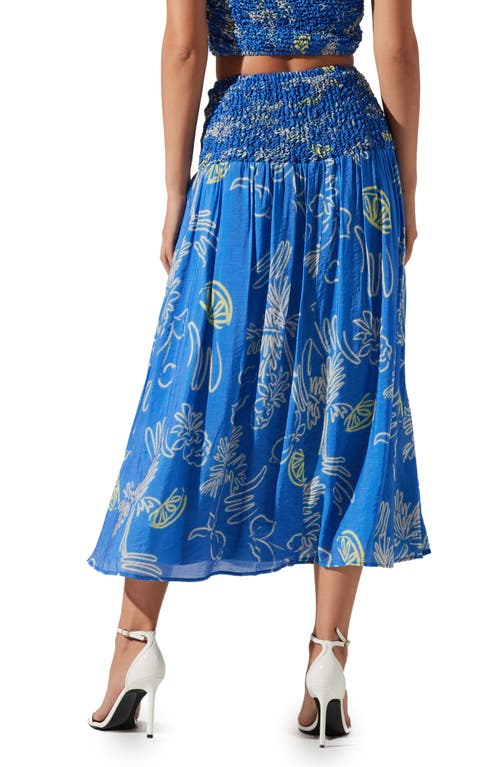 Shop Astr The Label Tropical Print A-line Skirt In Blue Lemon Print