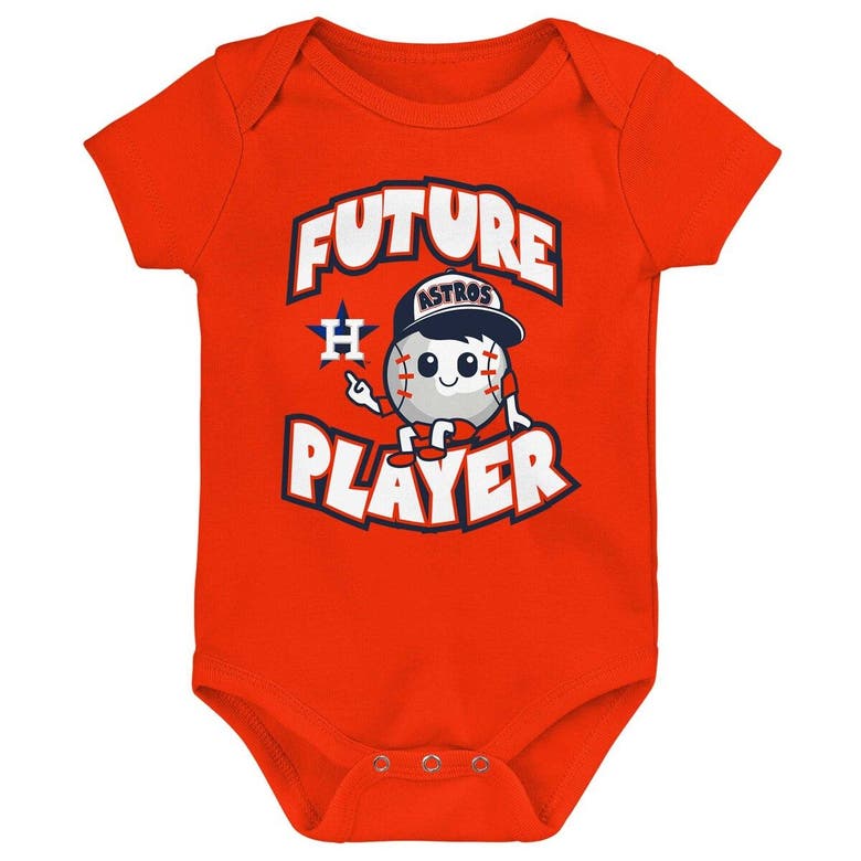 Shop Outerstuff Infant Orange/navy/white Houston Astros Minor League Player Three-pack Bodysuit Set