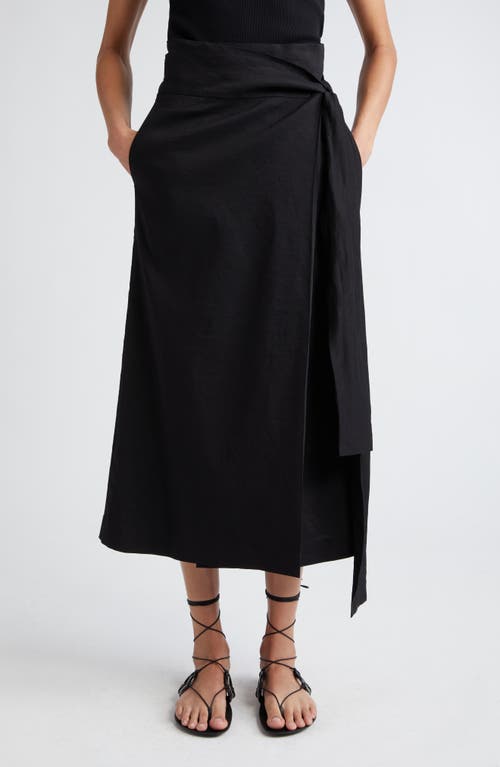 Róhe Linen Blend Wrap Skirt Noir at Nordstrom, Us