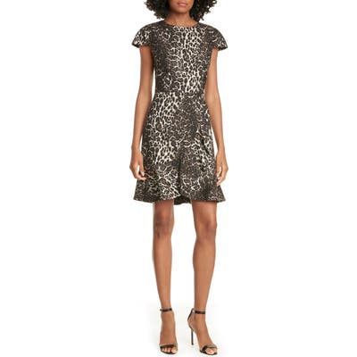 Alice + Olivia Kirby Ruffle Hem Dress, Brown