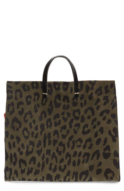 Click to view more detailed imagery on our partner's website Clare V Simple Animal Print Suede Tote In Army Pablo Cat