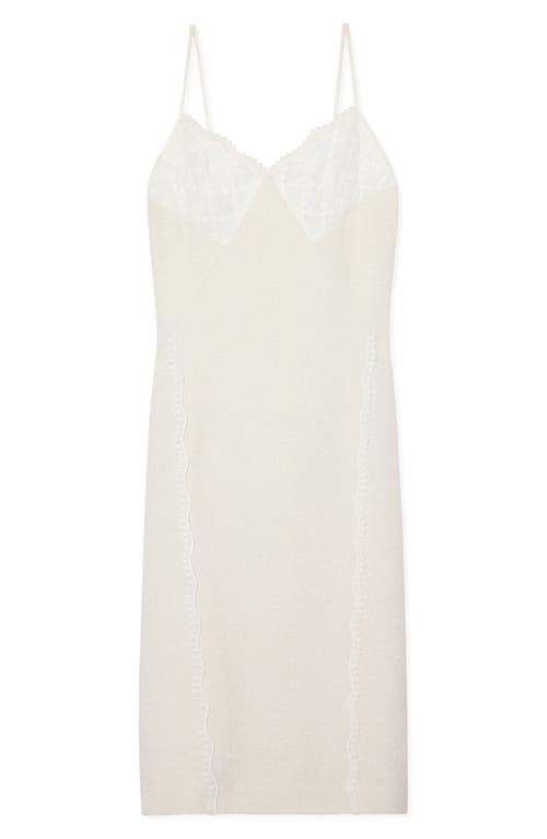 St John Mixed Media Slip Dress In Ecru Lurex Multi