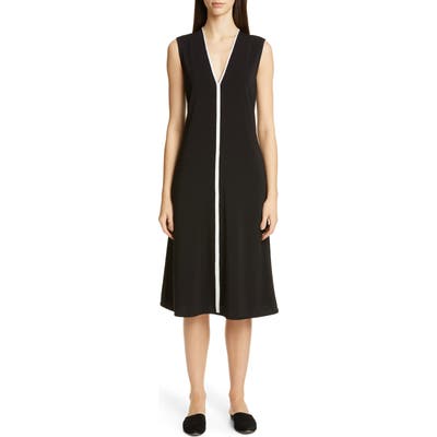 St. John Collection V-Neck Matte Jersey Dress, Black