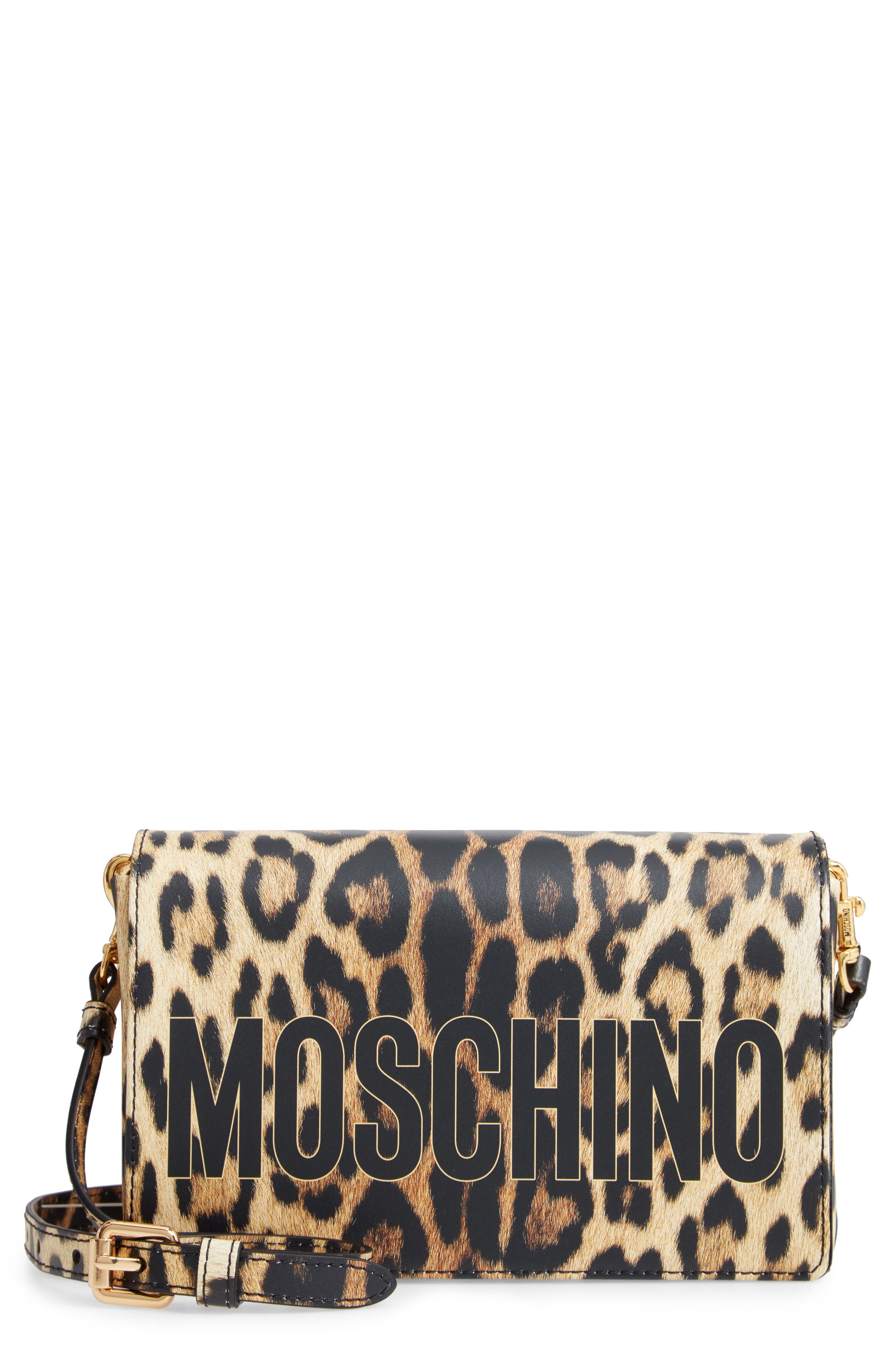 Moschino Leopard Print Logo Shoulder 