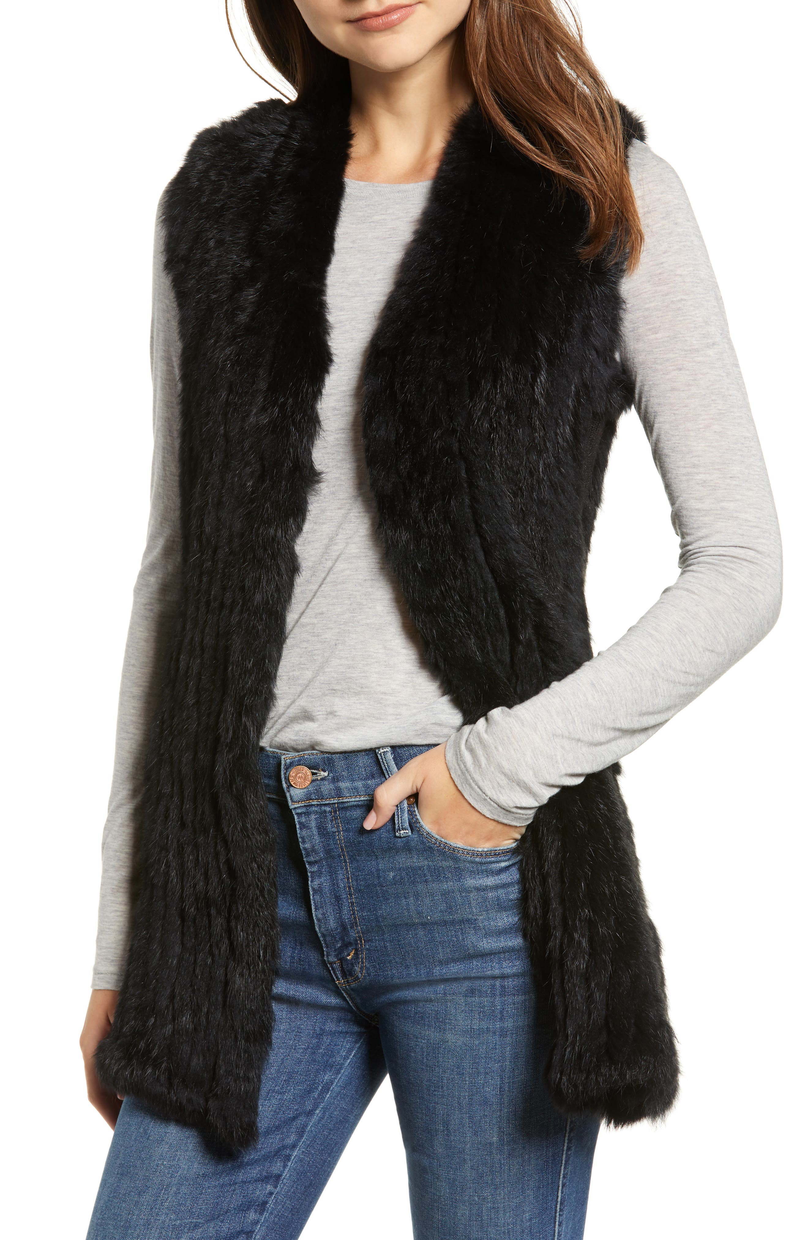 love token rabbit fur vest