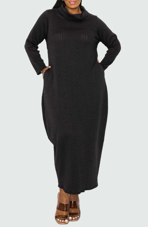 Shop L I V D Lana Cowl Neck Long Sleeve Maxi Sweater Dress In Black