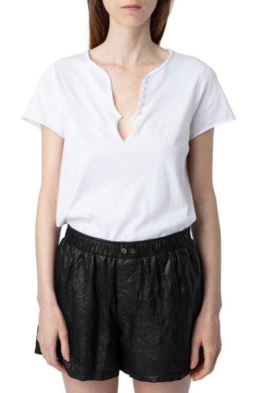 Zadig & Voltaire Diamante Henley Tee In Blanc