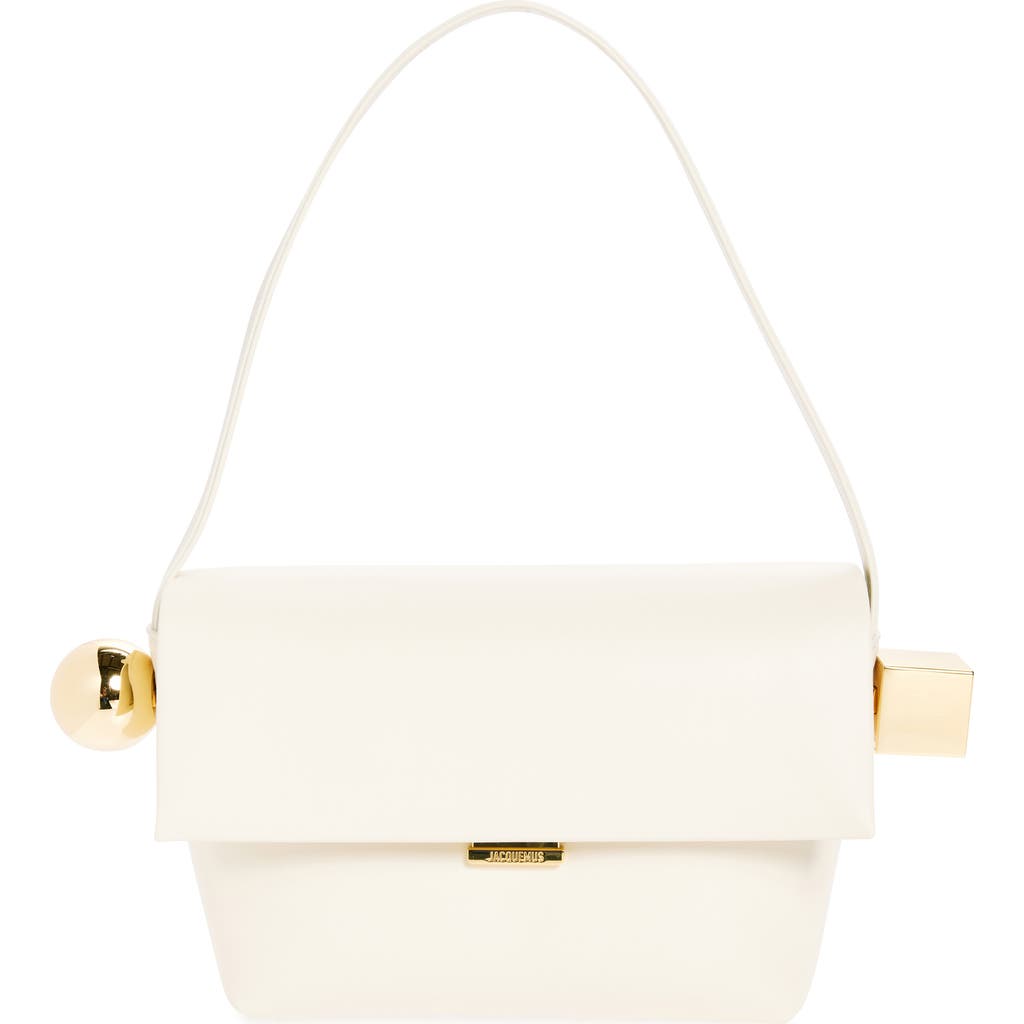 Jacquemus Le Rond Carré Leather Shoulder Bag In Light Ivory 115