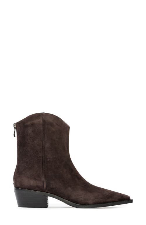 Black Suede Studio Reed Pointed Toe Western Boot In Hot Fudge