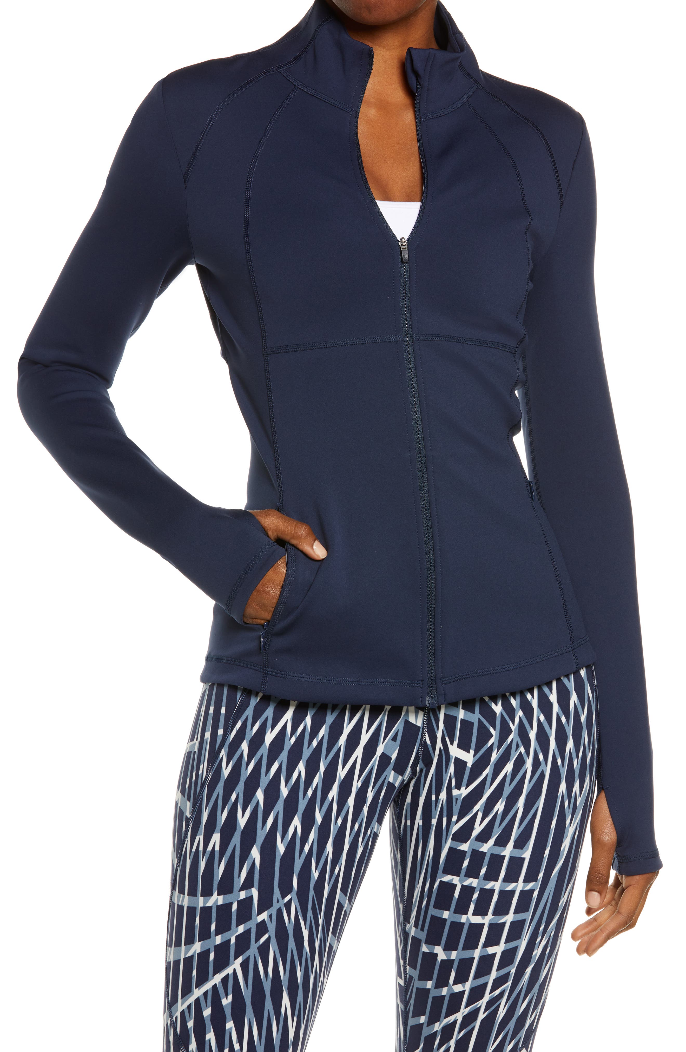navy blue workout jacket