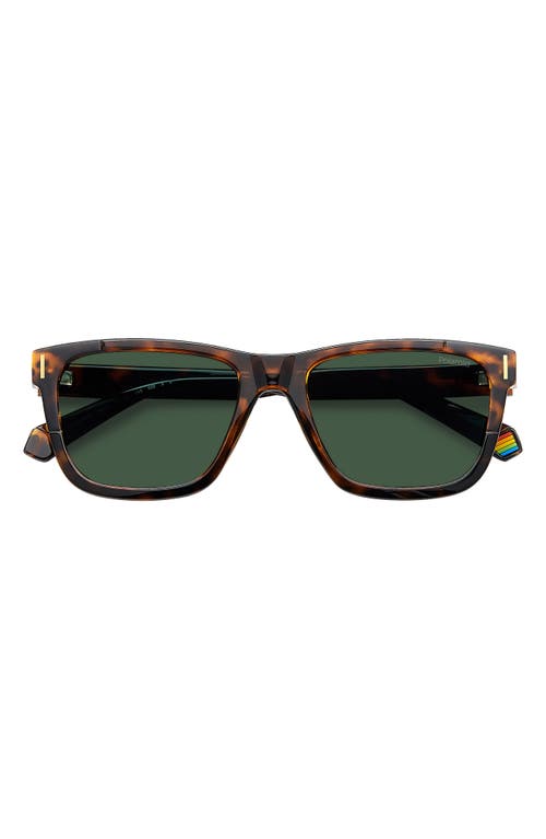Polaroid 54mm Polarized Square Sunglasse In Havana/green Polar
