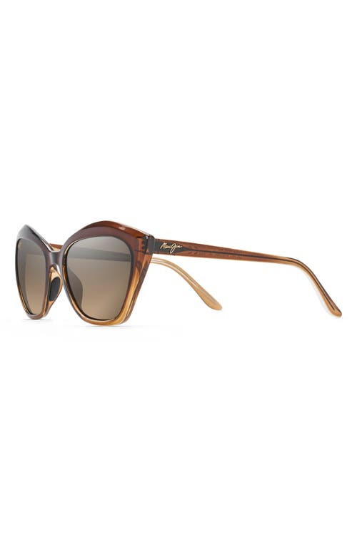 Maui Jim Lotus 56mm Polarizedplus2® Cat Eye Sunglasses In Chocolate Fade/hcl Bronze